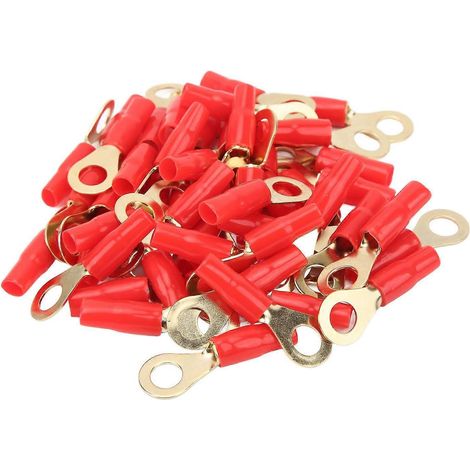 50 Stück Messing-Ringkabelschuhe mit Schrumpfschlauch, rund, 8 AWG