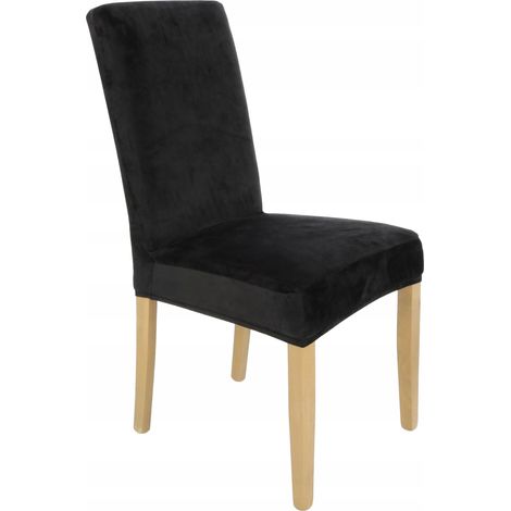 Housse de chaise en velours élastique noir [21WC] (1/5)