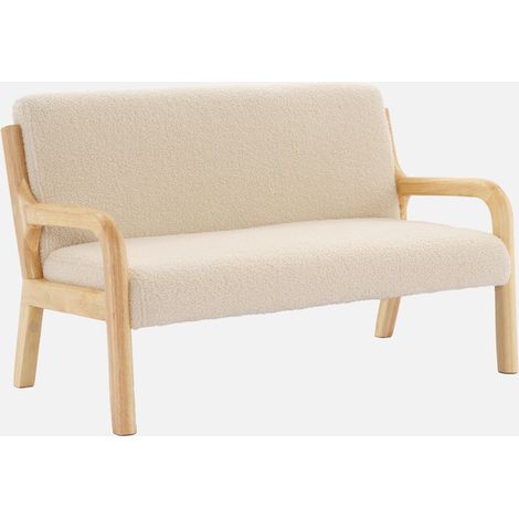 Panca per bambini scandinava, tessuto bouclé, 2 posti