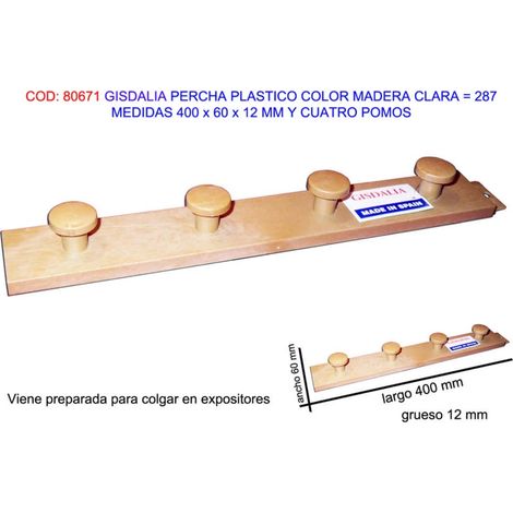 GISDALIA HELLER HOLZ-KUNSTSTOFF-AUFHÄNGER 400x60x12MM 4 KNÖPFE