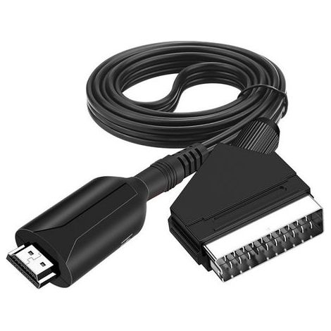 Convertisseur vidéo HDMI vers SCART, câble adaptateur convertisseur audio-vidéo HDMI vers SCART à tête de balai (1 mètre) (1/4)