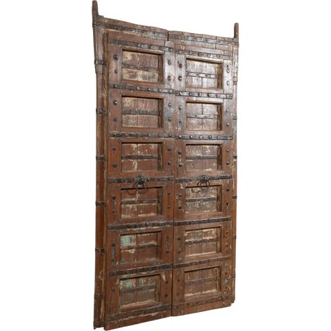 Porte en bois massif et en fer pour l'intérieur ou l'extérieur, de style médiéval.