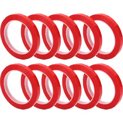 Vendu par paquets de 10, couche adhésive de 0,05 mm d'épaisseur, surface de 10 mm de large, longueur totale de 66 m, ruban Mylar rouge, ruban isolant PET résistant à la chaleur. (1/5)