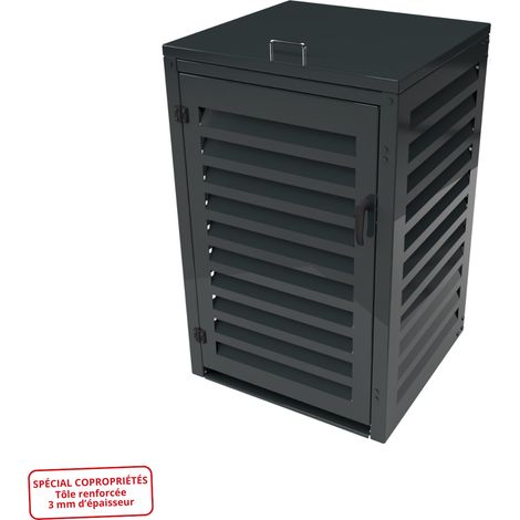 Atole – Cache-poubelle aluminium thermolaqué 360 litres – Tôle 3mm pour copropriété – Résistant aux intempéries – Gris anthracite (1/5)