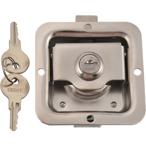 Cadenas en acier inoxydable pour coffres à outils de camions et camping-cars, verrou de poignée de porte de remorque, dispositif antivol avec 2 clés - JBMEDIA (1/4)
