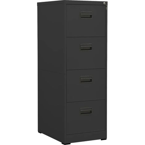 Mobiliario de oficina cajoneras con 4 cajones 46 x 62 x 133 cm en acero antracita DEC024500