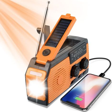 Manivelle de Secours Solaire Radio météorologique, 5000 mAh, NOAA (1/5)