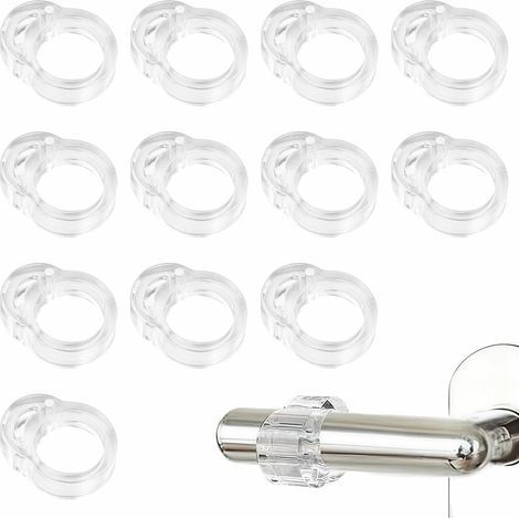 Set of 12 Transparent PVC Door Stops, Door Handle Protectors for Handles Ø 17-20 mm, High Elasticity Wall-Mounted Door Stops, Shock and Noise Reduction, Diameter 18 mm (1/5)