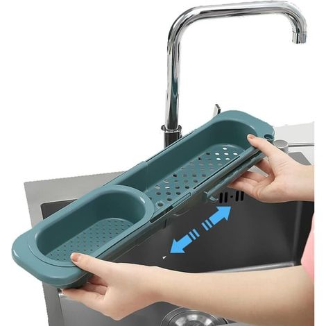 Mobile contenitore per lavello da cucina con supporto estensibile, cestello per spugne e utensili da cucina, organizer pratico e modulare - Crezuo