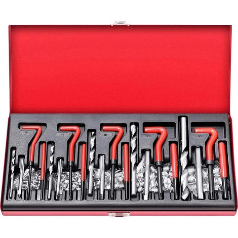 Kit de reparación de roscas, juego de herramientas de 131 piezas, compatibilidad métrica, 131 piezas (1/2)