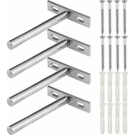 supports D'tagres En T Invisibles, 4 Pices En Mtal Pour La Fixation Invisible D'tagres Flottantes, Supports D'tagres Flottantes Invisibles En Arge (1/5)