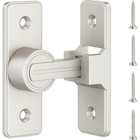 Verrou de porte de grange en alliage de zinc, loquet à bascule 90° pivotant, serrure robuste pour extérieur jardin garage, finition nickelée, installation facile, 1 jeu (1/4)