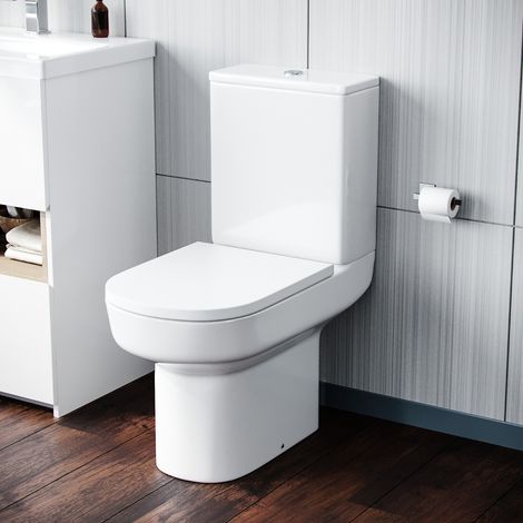 Olive Modern Rimless Close Coupled Toilet and Cistern Soft Close Seat WC (1/5)