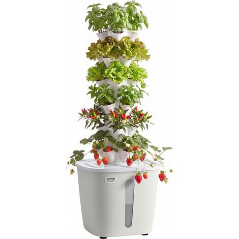 VEVOR Tour Hydroponique 6 Etages 30 Trous, Systeme de Culture Hydroponique pour Herbes, Fruits et Legumes, Jardin Vertical deInterieur avec Controle par Application, Reservoir deEau de 20 L et Pompe (1/5)