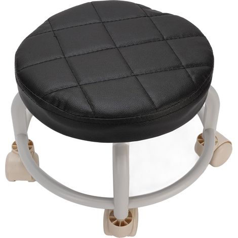 Tabouret Roulant Bas Rotatif à 360 Degrés avec roulettes, Rond Confortable et Portable pour Garage (1/5)
