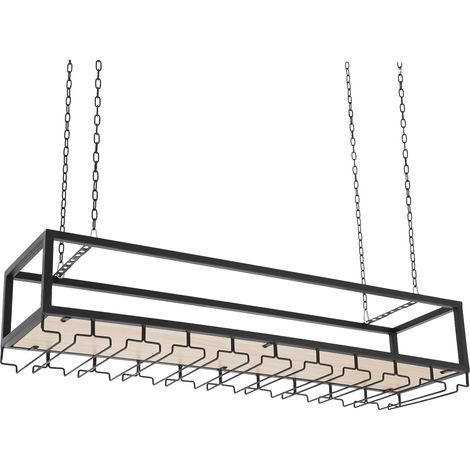 Suspendu Range Bouteille mit Casier Verres Vin, Industriel Porte Bouteilles pour Montage Plafond, Cuisine Support Etagere a Vin avec Métal Fer à 4 Racines Réglable en Hauteur (100cm) (1/5)