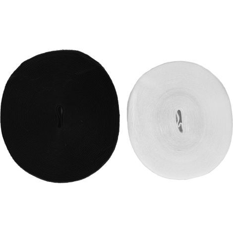 2 pièces Ruban Velcro 25m Noir et Blanc 2,5cm Large Adhésif Autocollant pour Couture DIY (1/5)