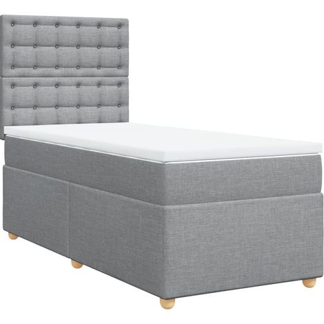 Maison Exclusive - Cama box spring con colchón tela gris claro 90