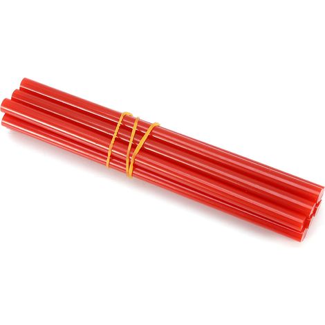 Lot de 10 bâtonnets de colle thermofusible colorés de 7 x 150 mm pour pistolet à colle de 20 W (rouge). (1/5)