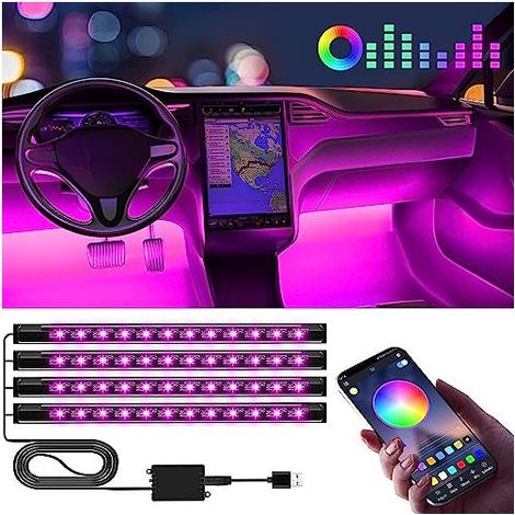 Éclairage Intérieur de Voiture, Lampe LED Accessoire Voiture, Cadeau Homme Maman Cadeau Fete des Grand Mere Femme,Car Accessories Contrôle APP (1/5)