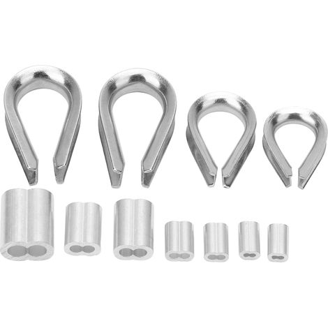 185 pièces de collier en acier inoxydable 304 / manchon en aluminium à double trou, serre-câble en forme de 8 (1/5)