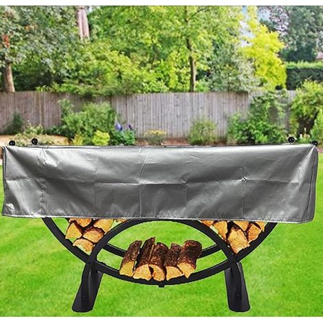 QAZQA Couverture de Support de Bois de Chauffage Crescent, Protection de Stockage de Tas de Bois Demi-Rond pour Intérieur Extérieur, Couverture Résistante Aux Intempéries,argent (1/4)