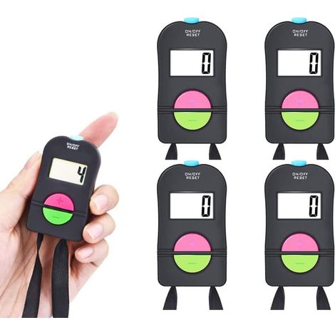 4PCS Compteur Électronique Numérique à la Main, Compteur de Sports de Golf, Clicker Électronique d'Ajout de Soustraction Manuelle, Compteur à Main Numérique avec Lanière (Noir) (1/5)