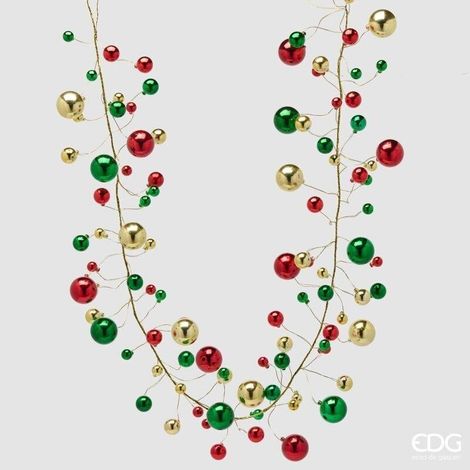 EDG Enzo De Gasperi Festone Natalizio Palle Mix 100 Elementi H180 cm Verde Rosso – Decorazione di Natale (1/3)