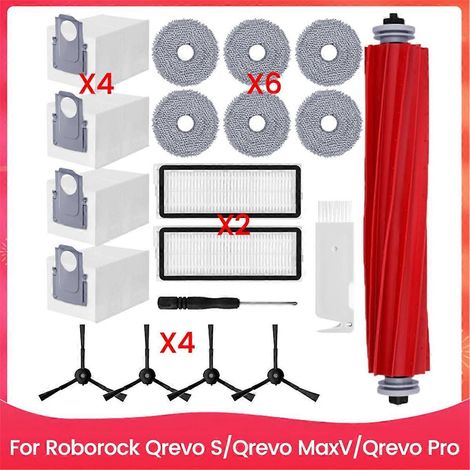 Pièces de rechange pour balai à franges Qrevo S/Qrevo MaxV/Qrevo Pro : brosse latérale principale, filtre HEPA, chiffon de nettoyage et accessoires (1/5)