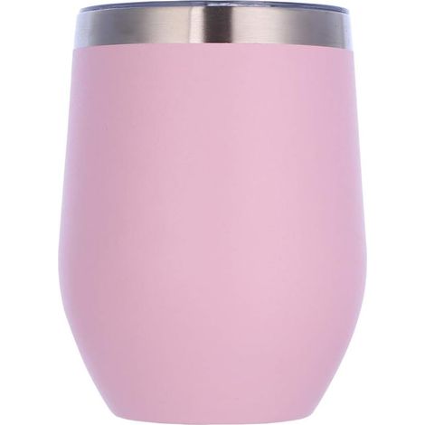 Edelstahl Stemless Weingläser, doppelwandiger vakuumisolierter Becher, mit Deckel, ideal für Wein, Kaffee, Getränke, Champagner, Cocktails Rosa (1/5)