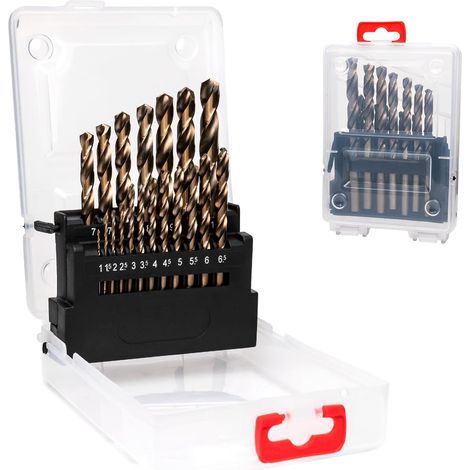 M35 Kobalt-Bohrer-Set, metrisch, 135-Grad-Stufenbohrer, 1 mm – 10 mm, 3-stufige Designspitze für besseres Bohren, ideal für Edelstahl und Hartholz, 19-teilig (1/5)