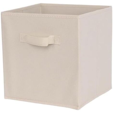 Boîte de rangement pliable en tissu beige, 30 cm de large x 30 cm de long x 30 cm de haut, sans couvercle, type tiroir, 1 pièce (1/5)