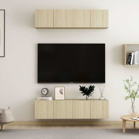 vidaXL Juego de muebles de salón 4 piezas roble Sonoma 60x30x30 cm (1/5)