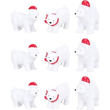Lot de 9 figurines miniatures d'ours de en résine - Ours polaire d'hiver - Figurines miniatures pour les fêtes de - MMCD-ZGL-05003 (1/5)