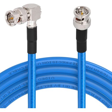 Câble SDI BNC Coudé 30cm (Choix de longueur 30cm à 5m) 3G/6G/12G 75ohm Mâle à Mâle Angle Droit Supporte 4K/8K pour Caméras et Broadcast et Studio (1/5)