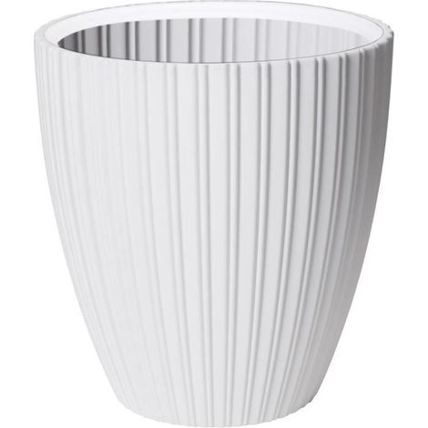 Maceta - GARDEN ID - Elegante - 40 x 42 cm - Para jardín, balcones o interiores - Blanco