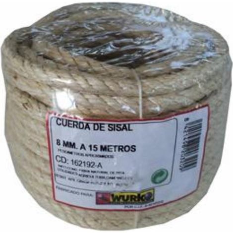 WURKO maroma sisal 8 mm 4 cabos 15mt rollo , Cuerda maroma sisal natural de 8mmFibra natural biodegradableNo se deshaceMini rollo de 15 metrosUso en agricultura,gan