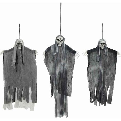 Fantôme Suspendu Halloween 3 pcs Noir 66 x 110 cm Polyester CFW477339 (1/5)