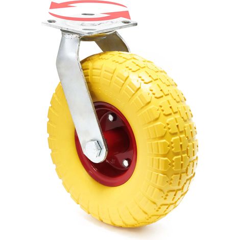 Wiltec – Roulette pivotante increvable 258 mm – Capacité 150 kg – Roue en PU pour transport meuble – Plaque de montage intégrée – Usage silencieux