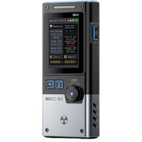 GC-03 Geiger Counter,  3-in-1 Multifunction Radiation Detector for Electric Fields,  Magnetic Fields,  and Nuclear Radiation,  2.4-inch Backlit Screen,  Black (1/5)