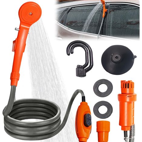1 Douche de camping, 12 V, pompe 36 W, tuyau 2 m, câble 5 m, ABS, pour jardin, voyage, lavage