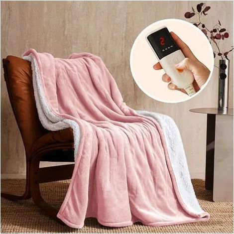 Couverture Chauffante 130x180cm Plaid Chauffant Rose - Minimaliste - Hiver - Polyester - Lavage en machine - Non étanche (1/5)