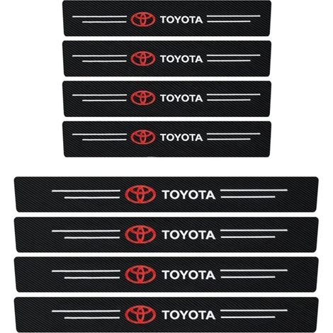 (8 pièces Toyota) Bandes de seuil de porte autocollantes en fibre de carbone pour Toyota Rav4, Yaris, Prius, Avensis, Corolla et Camry (1/4)