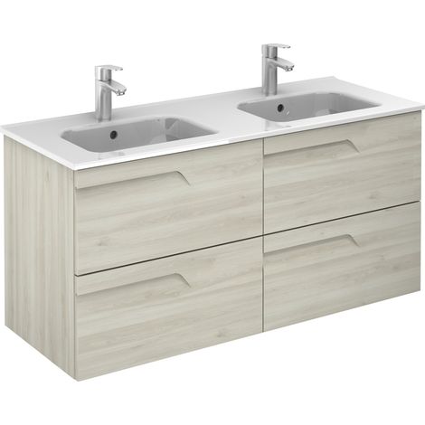 Ensemble de meubles de salle de bains avec 4 tiroirs compacts VITALE - ROYO Couleur : Blanc Nature - Options : Ensemble complet. (1/2)