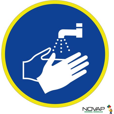 Panneau Lavage des mains obligatoire - haute visibilité - Ø 80mm - 4090931
