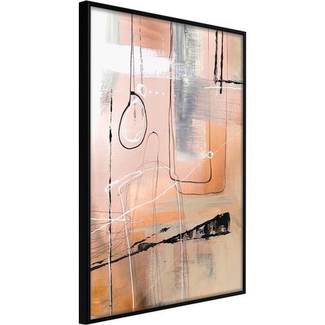 Affiche Murale Encadrée "Pastel Abstraction" 21 x 30 cm Noir