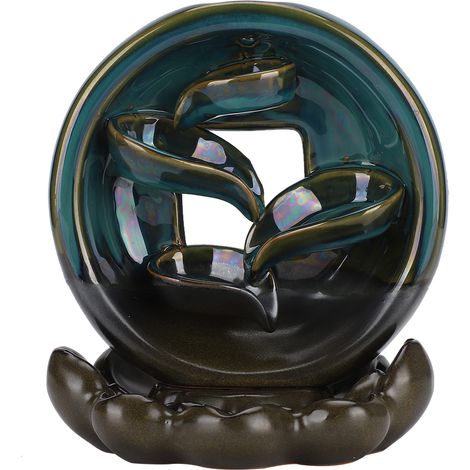 Brûleur d'Encens à Effet Cascade avec Base Lotus en Céramique - Décoration d'Intérieur et Accessoire d'Aromathérapie (1/5)