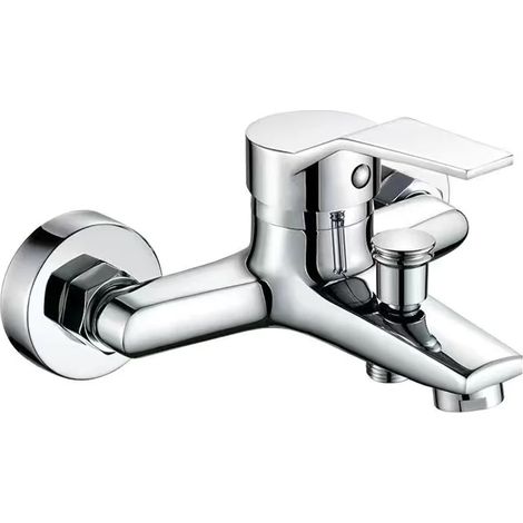Ensemble de robinetterie de salle de bain en alliage de zinc avec pommeau de douche et vanne de baignoire, finition argentée, installation réglable de 13,5 à 16 cm (1/4)