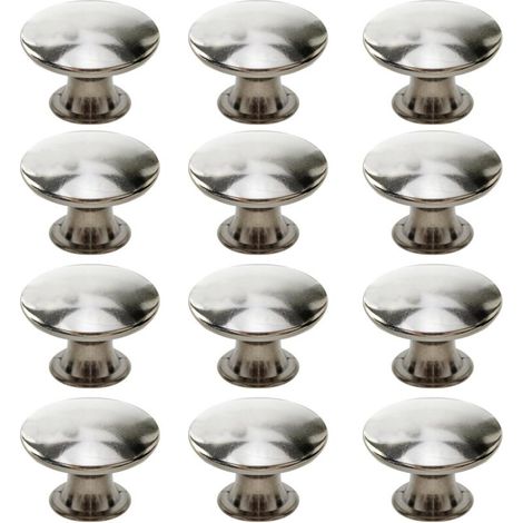 Retro round drawer door handles, suitable for drawers, cabinets and cupboards (12 pieces, silver) (1/5)