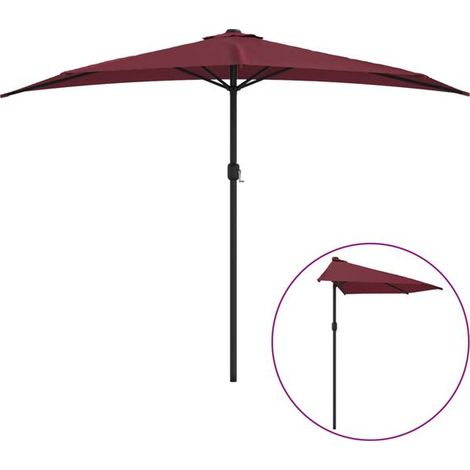 Parasol de balcon mât en aluminium bordeaux 300 x 155 x 223 cm Demi - Parasol jardin terrasse extérieur (1/5)
